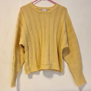 Pink Rose Crewneck Drop Shoulder Knit Sweater Butter Yellow Womens Size Large